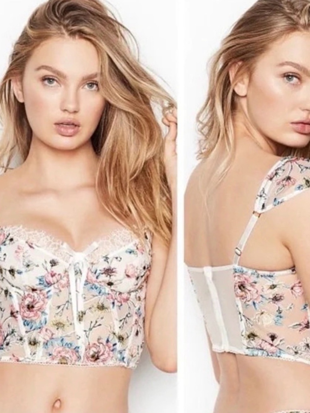 Victoria’s Secret Dream Angels Floral Embroidered Corset Top 30A Sheer Bustier